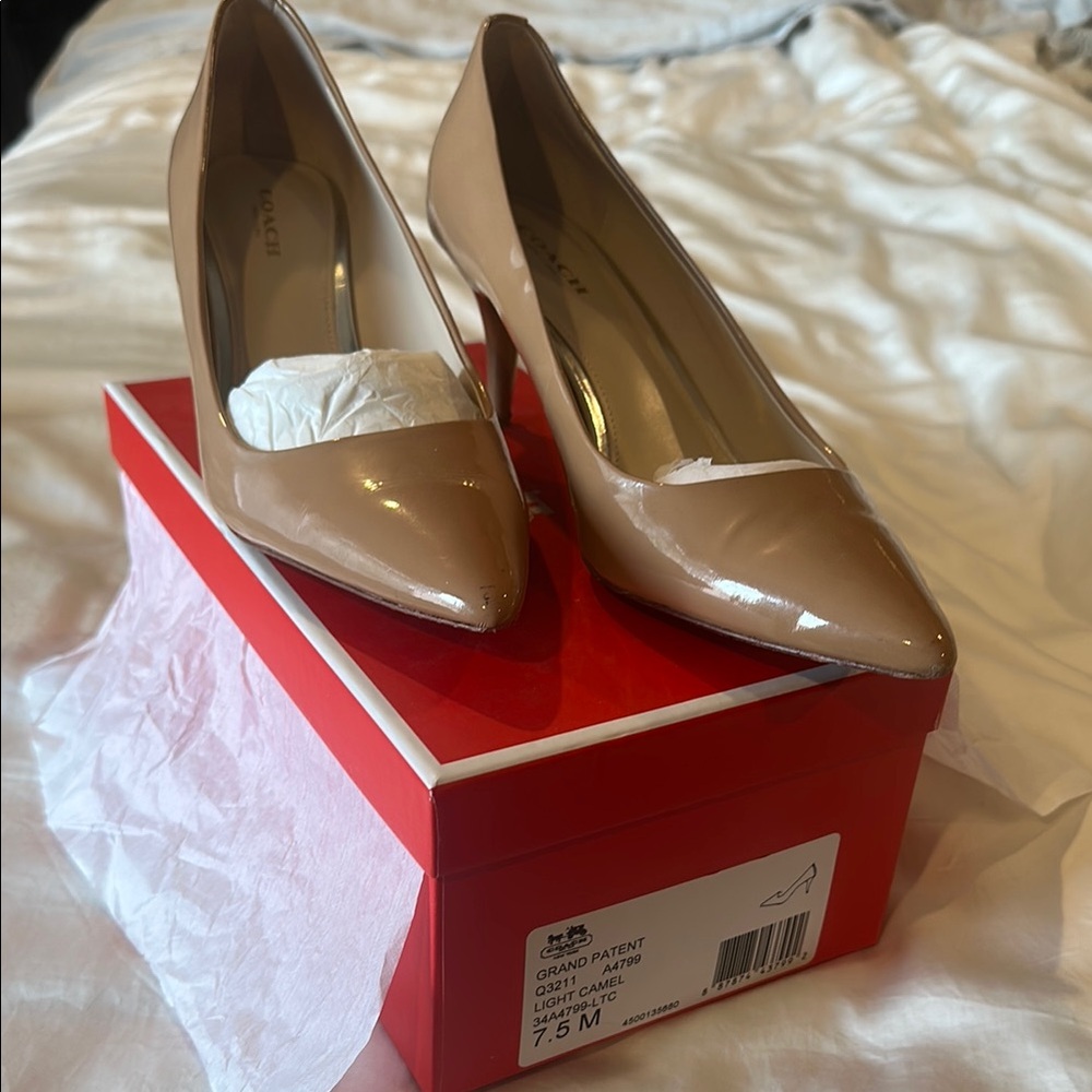 Coach Tan Patent Leather Heels